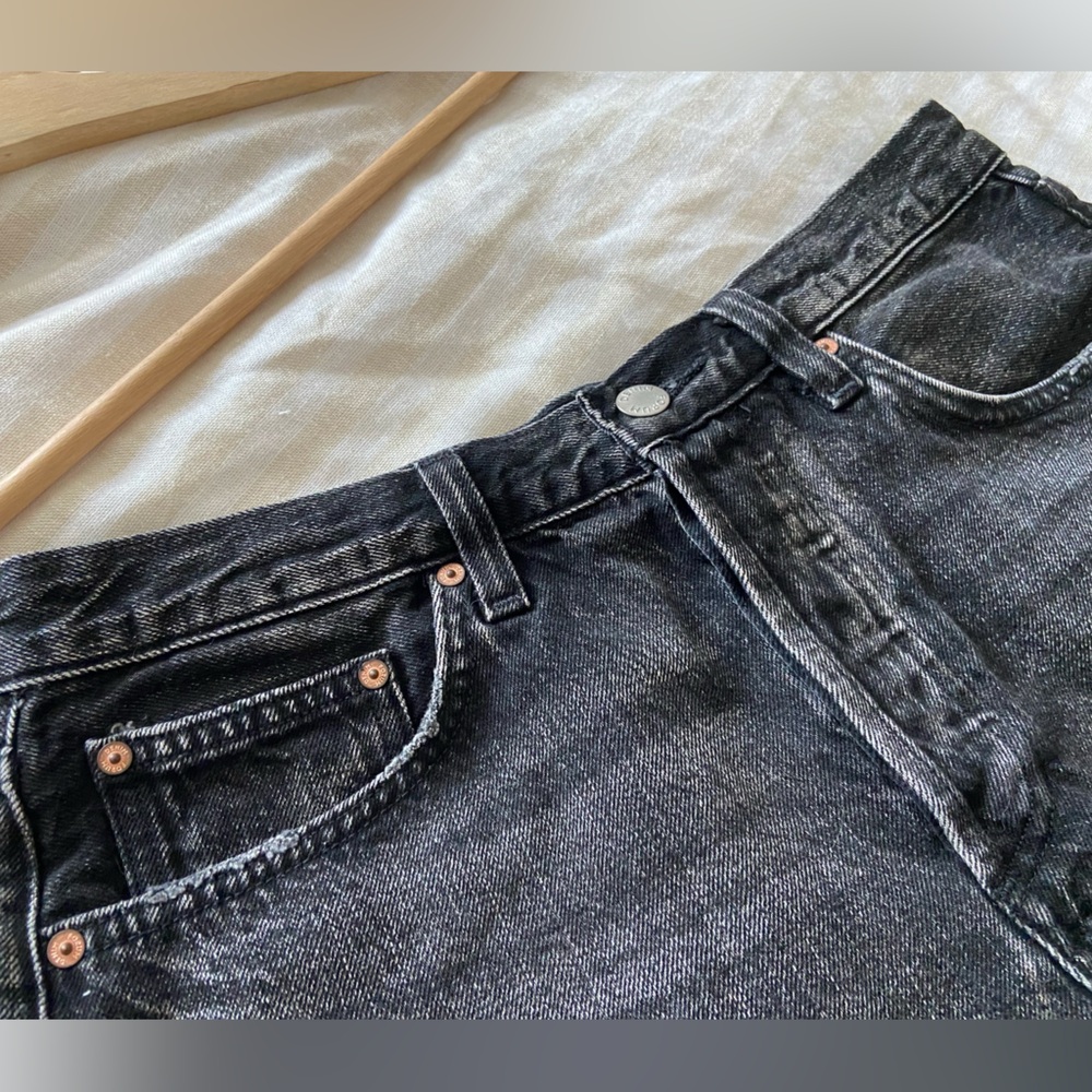 Denim Forum Aritzia black distressed jean short - Picture 2 of 6